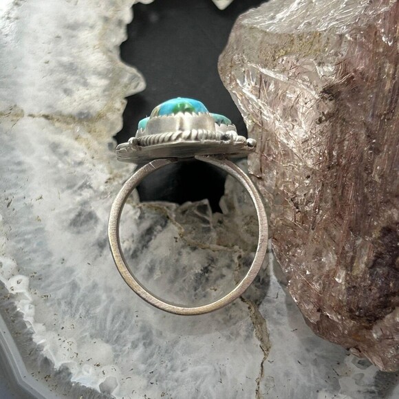 Sterling Southwestern Style 3 Sonora Gold Turquoise Adjustable Ring For Women #1 - Picture 8 of 10